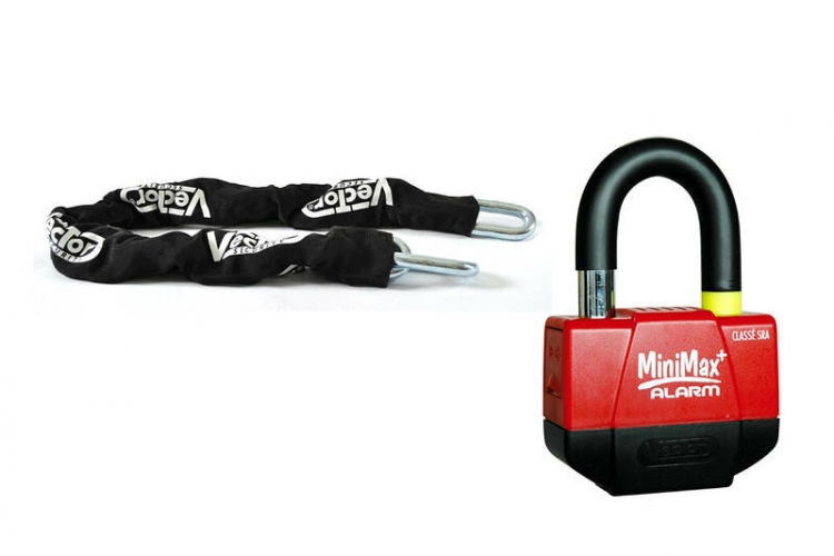 KIT ANTIVOL VECTOR CHAINE 1.10M + CADENAS MINIMAX ALARM+