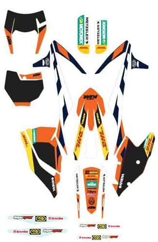 KIT DECO COMPLET FACTORY ENDURO KTM EXC/XC-W 17-18/ 125/150 SX 16-18/ 250 SX 17-18/ SX-F 16-18