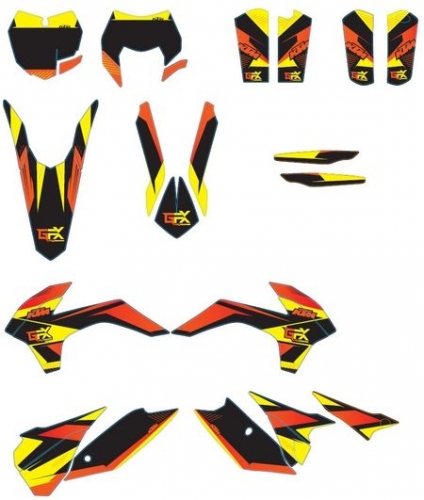 KIT DECO COMPLET GRAVITY KTM SX-F 13-15/ 25 SX 13-16/ 125/150 SX 13-15/ EXC 14-16