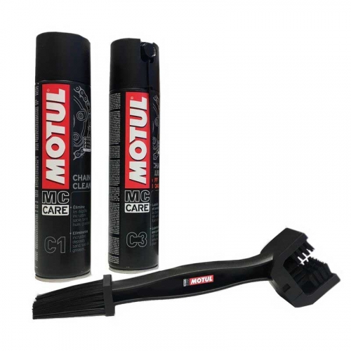 KIT ENTRETIEN CHAINE MOTO OFFROAD MOTUL 2 SPRAY 400ML + BROSSE