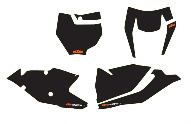 KIT STICKERS PLAQUE NUMERO KTM EXC 17-18/ 125/150 SX 16-18/ SX-F 16-18/ 250 SX 17-18