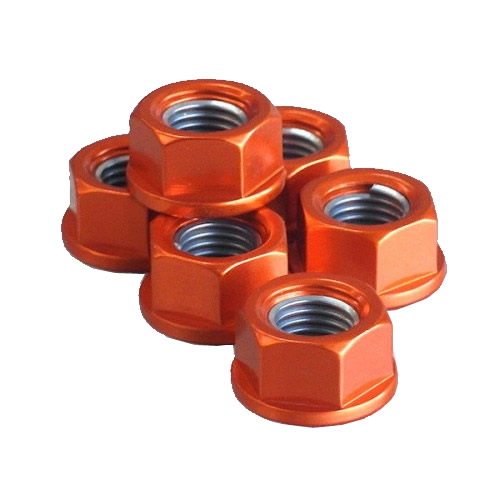 PACK 6 ECROU M10X1,25 ALU ORANGE