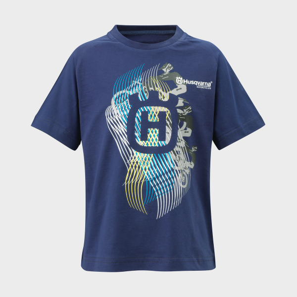 TEE SHIRT ENFANT HUSQVARNA MOTORCYCLES RAILED BLEU MARINE