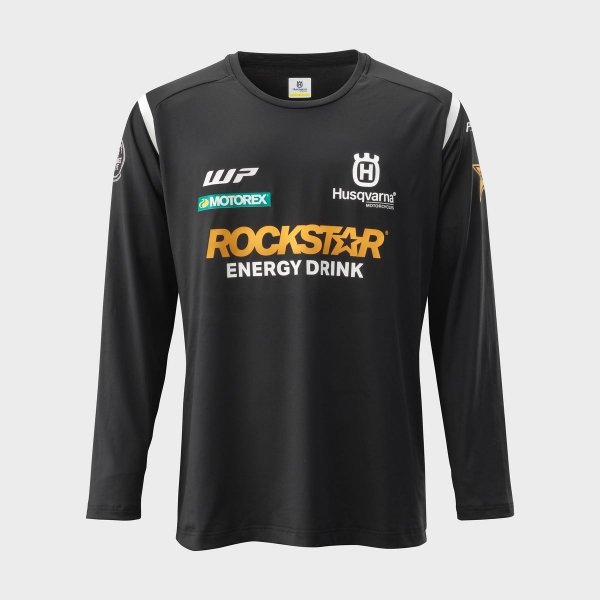 TEE SHIRT MANCHE LONGUE HUSQVARNA MOTORCYCLES ROCKSTAR REPLICA TEAM NOIR